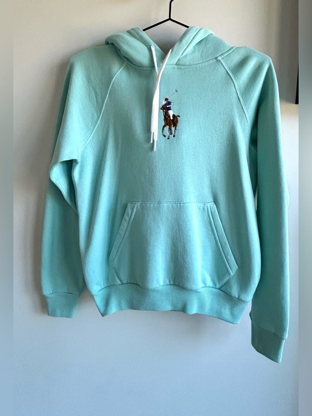 Like new, Polo Ralph Lauren Fleece Hoodie Mint Green Blue XS
